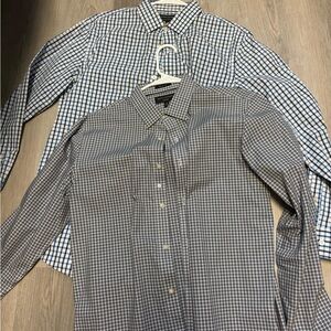 Banana Republic Men's Checkered Button Down Shirts - Blue and Black